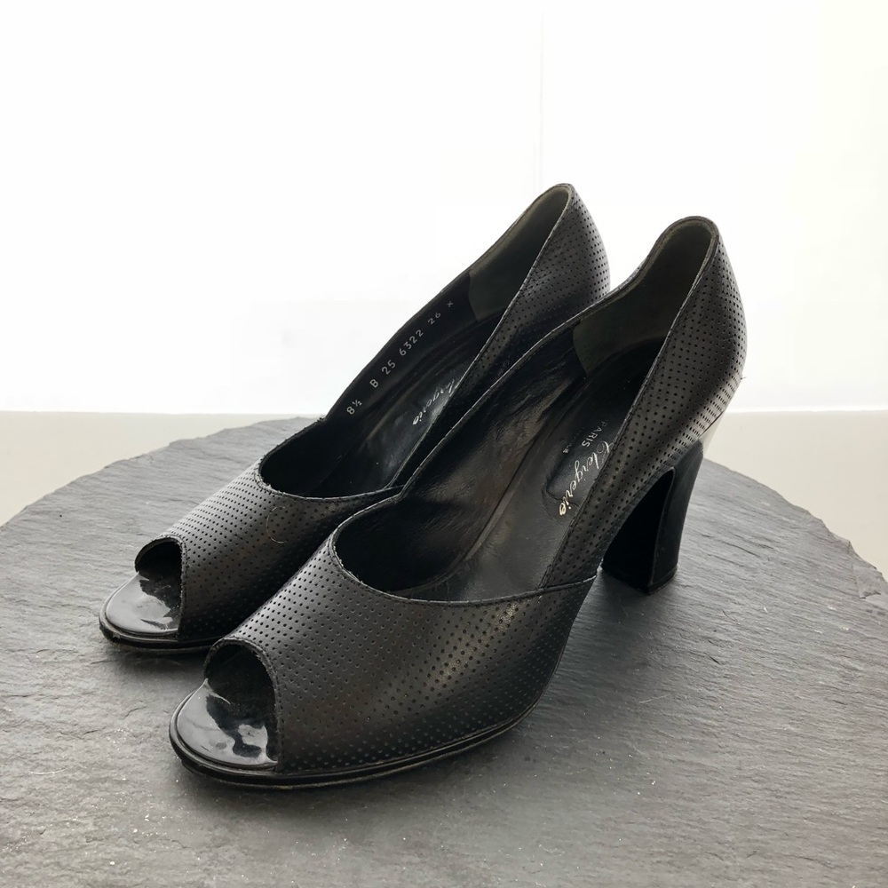 Robert Clergerie Black Peep-Toe Heels